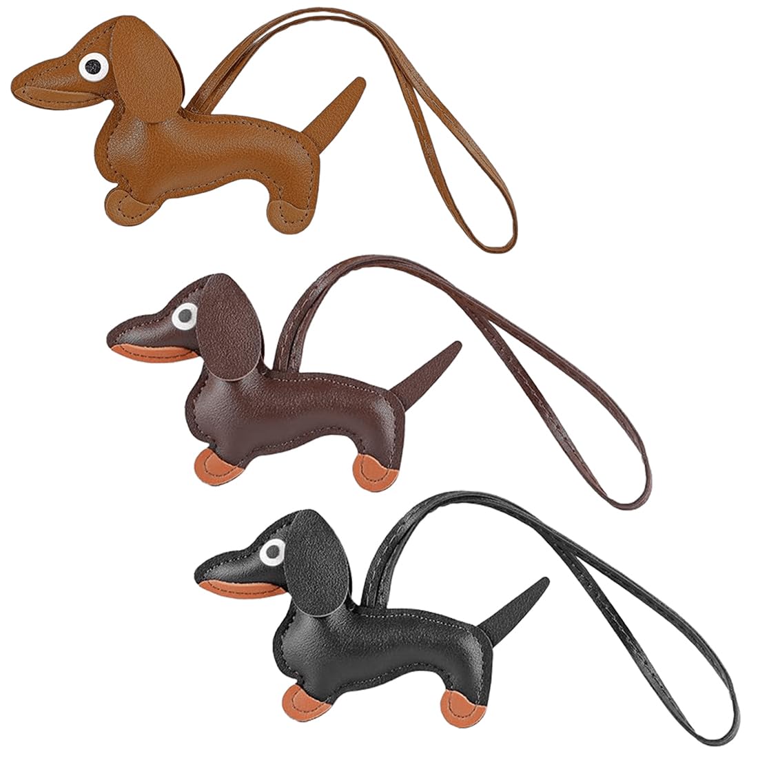 Set 2 Portachiavi In Similpelle A Forma Di Bassotto – Ciondolo Simpatico E Resistente, Per Borse E Chiavi, Regalo Originale Per Amanti Dei Cani