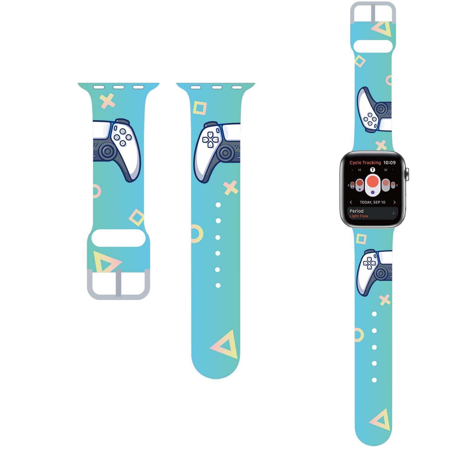 Game Controller Design Compatible with Apple Watch Band 38mm 40mm 41mm 42mm 44mm 45mm 49mm, Game PS5 Strap with Soft Band for Kids iWatch SE Series 9/8/7/6/5/4/3/2/1