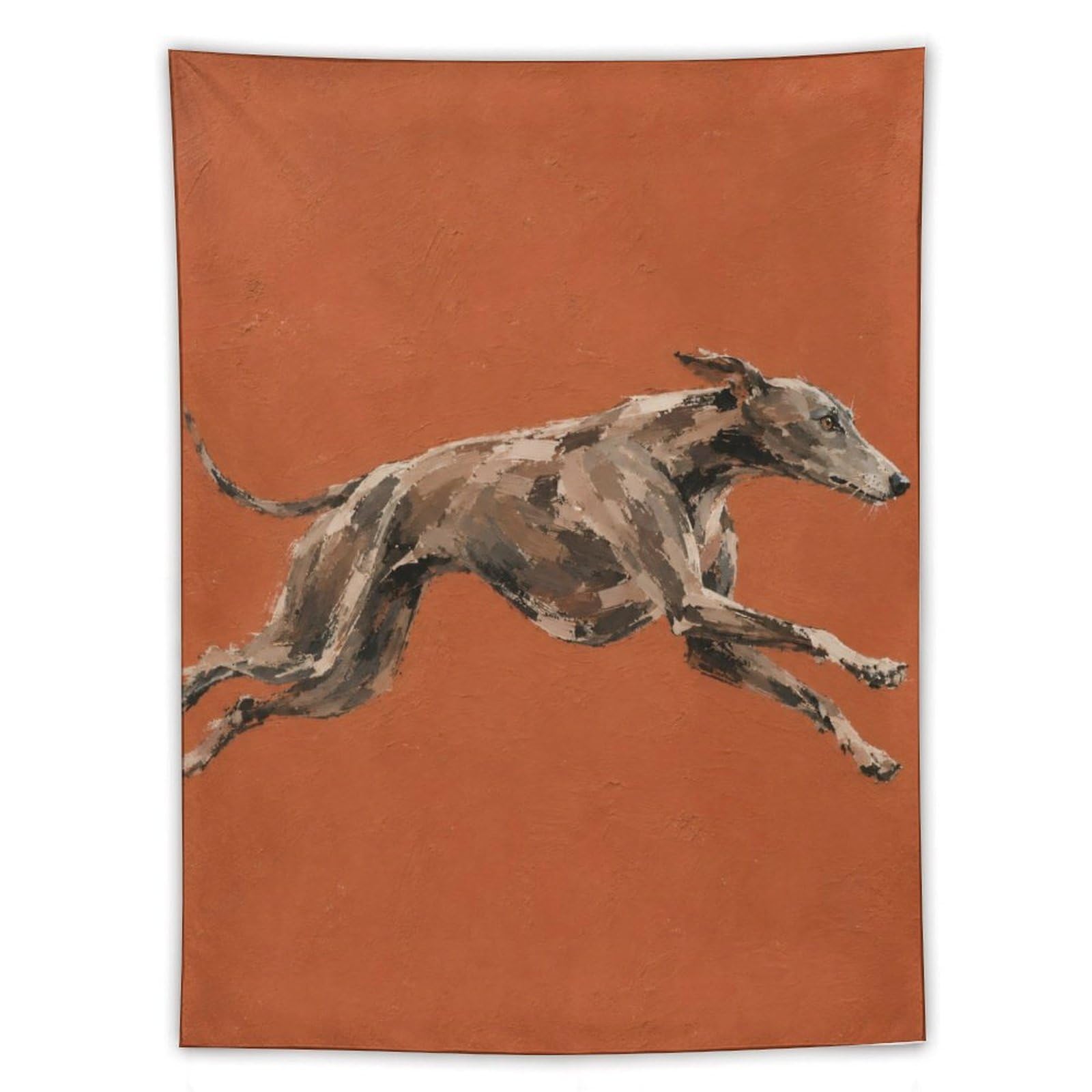 W7C8U2X3 Running Greyhound Wall Tapestry, Realistic Illustration, Backdrop