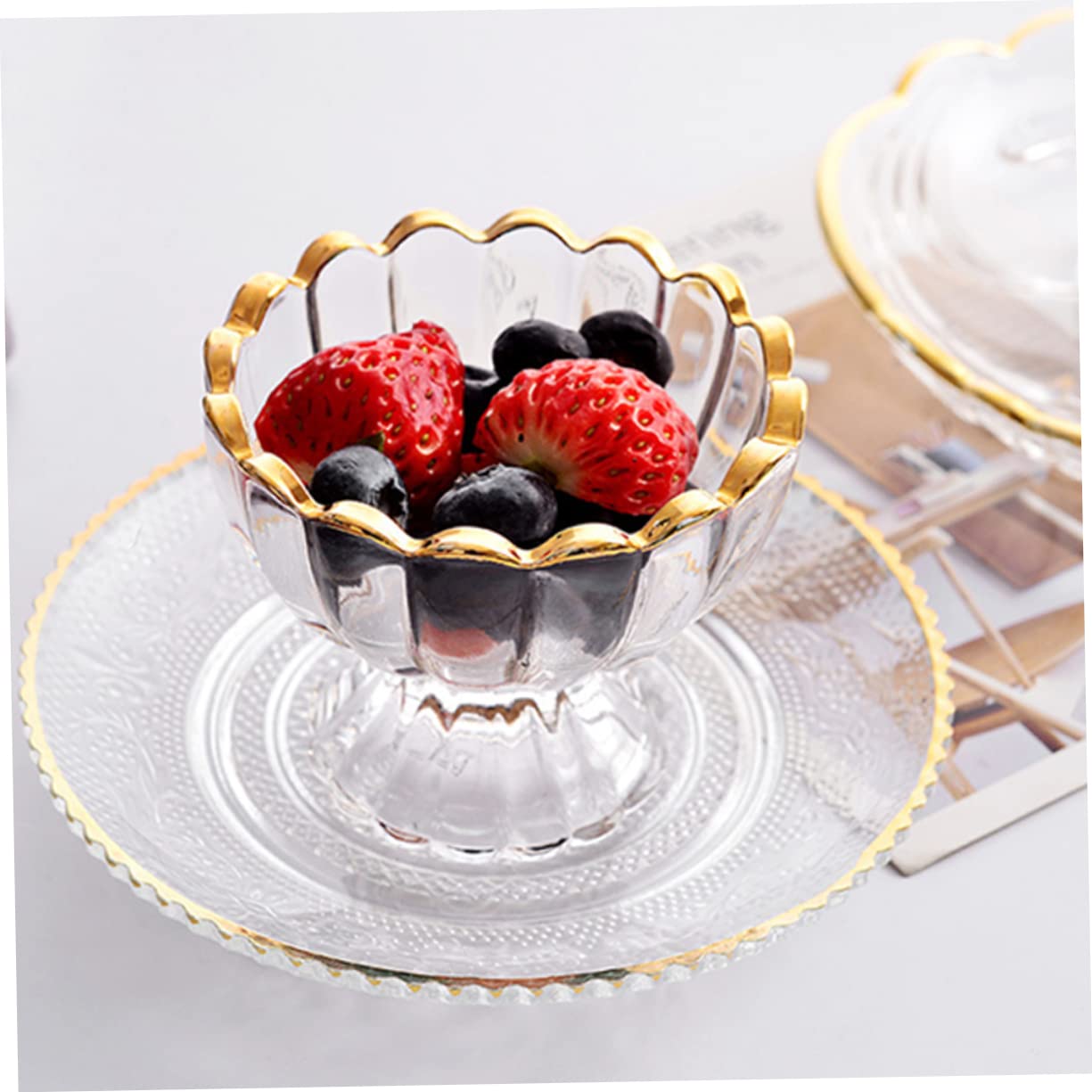 POPETPOP 4piezas Copa De Postre De Vidrio Detalle Vaso De Helado Floral Para Sundaes y Puddings Casa y Restaurantes