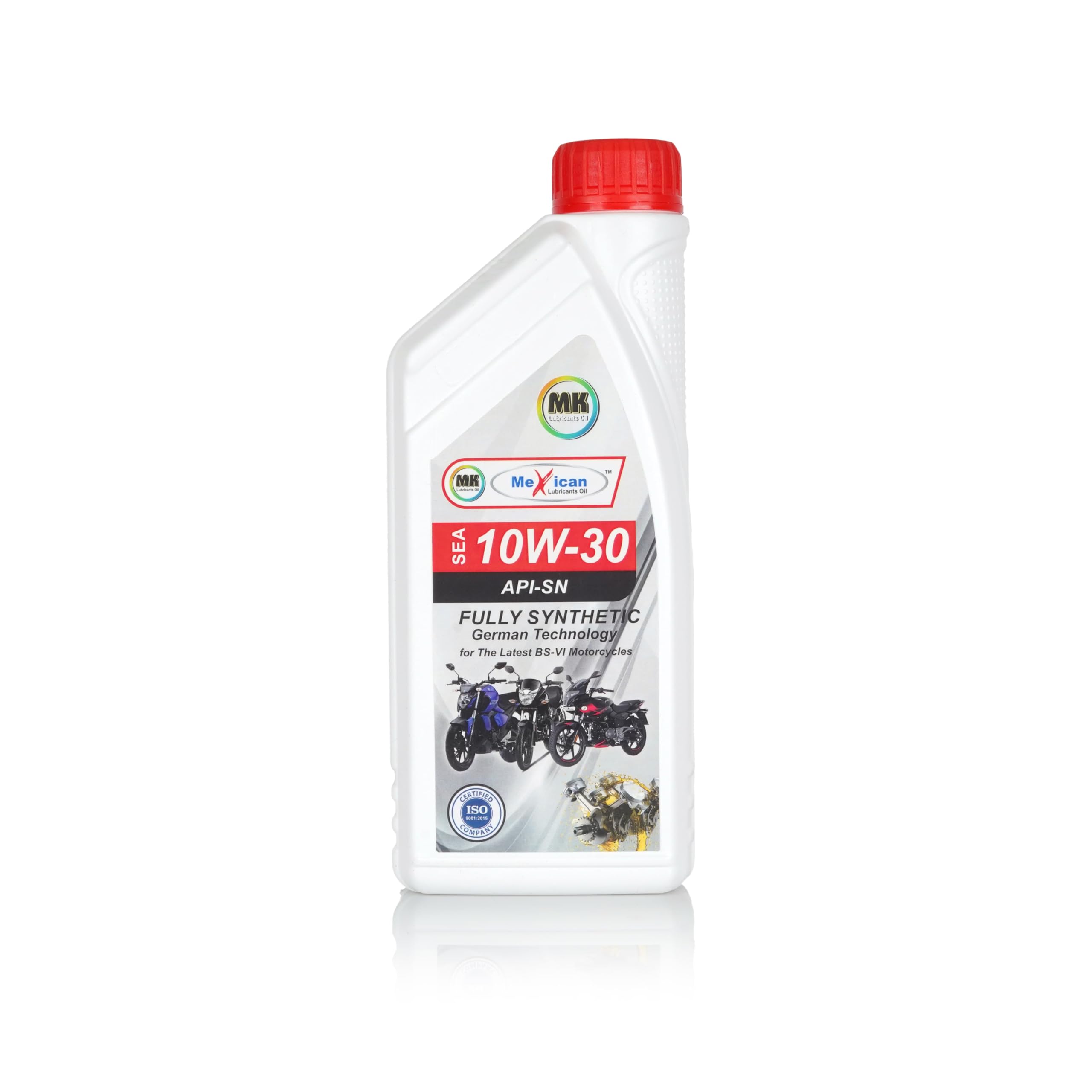 Mexican MK Lubricants SAE 10W-30 Fully Synthetic Engine Oil for BS6 Motorcycles | API SN & JASO MA2 | Advanced Engine Protection | 1 Litre (1kg)-image-47