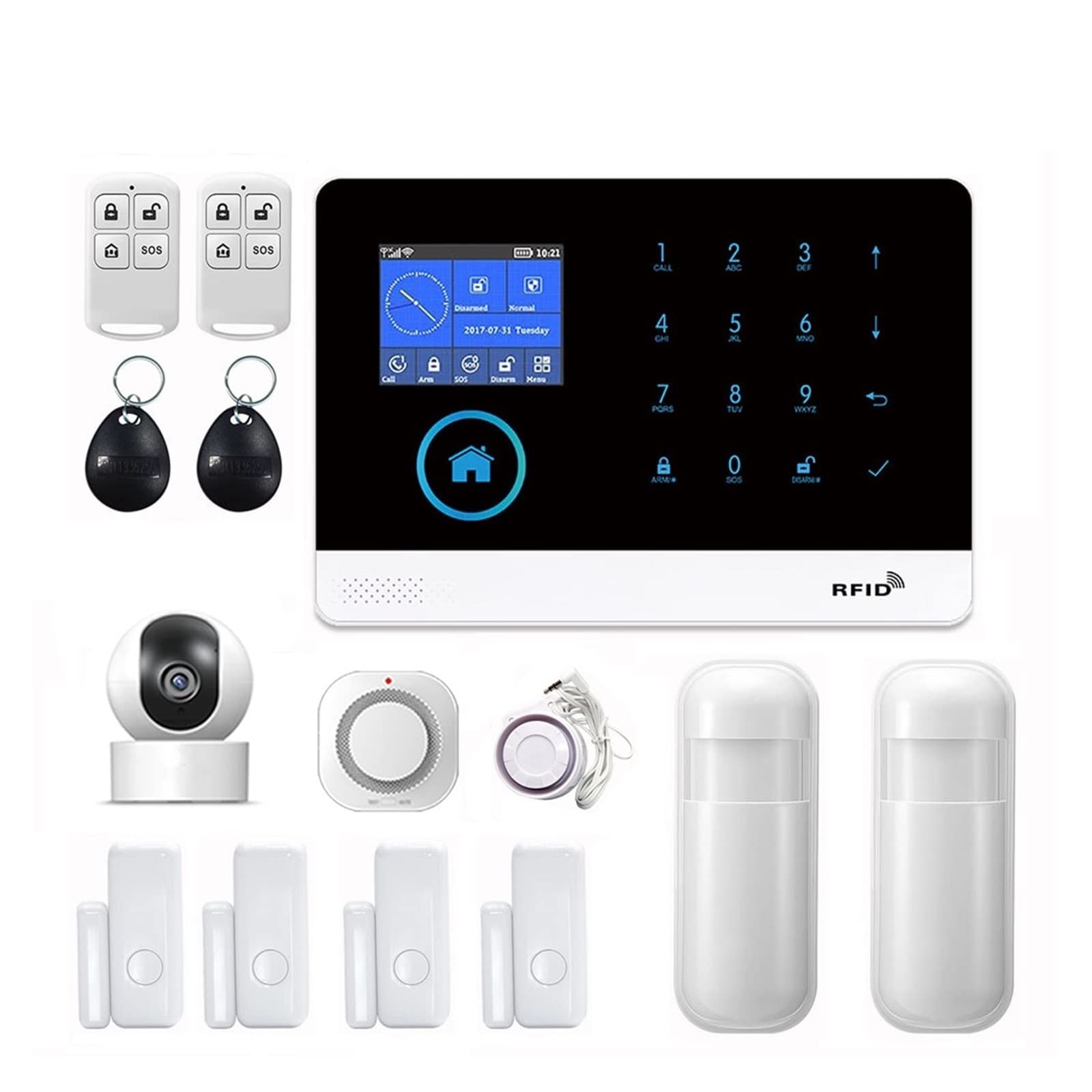 de alarma seguridad for el hogar GSM intercomunicador Control remoto Autodial 433MHz detectores Tuya APP Para casa y garaje(Medium)