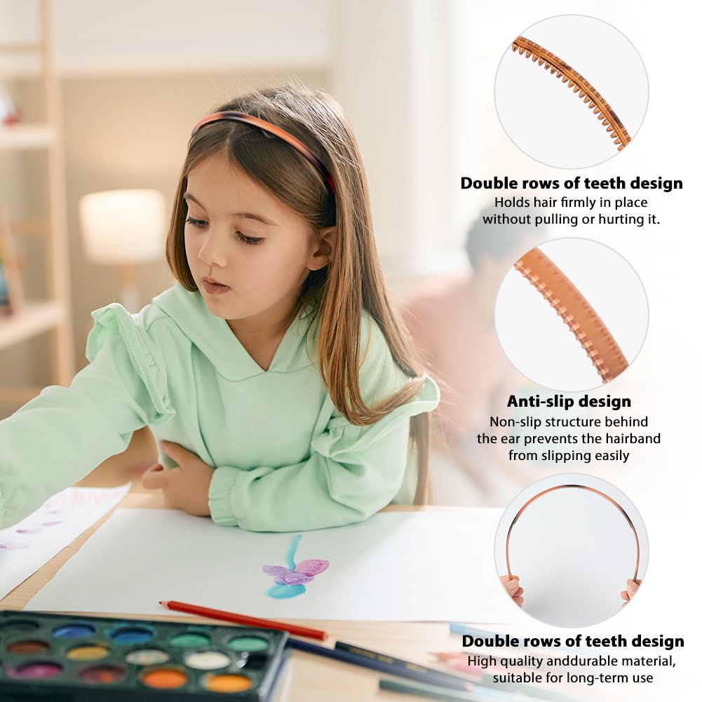 LOPHE Diadema Mujer, 6 Piezas Diademas de Plástico, Diadema Fina con Dientes, Hairband Flacas de Plástico para Mujeres y Niñas, Banda para el Cabello de Dientes Finos Antideslizante (Mixto-Multicolor)