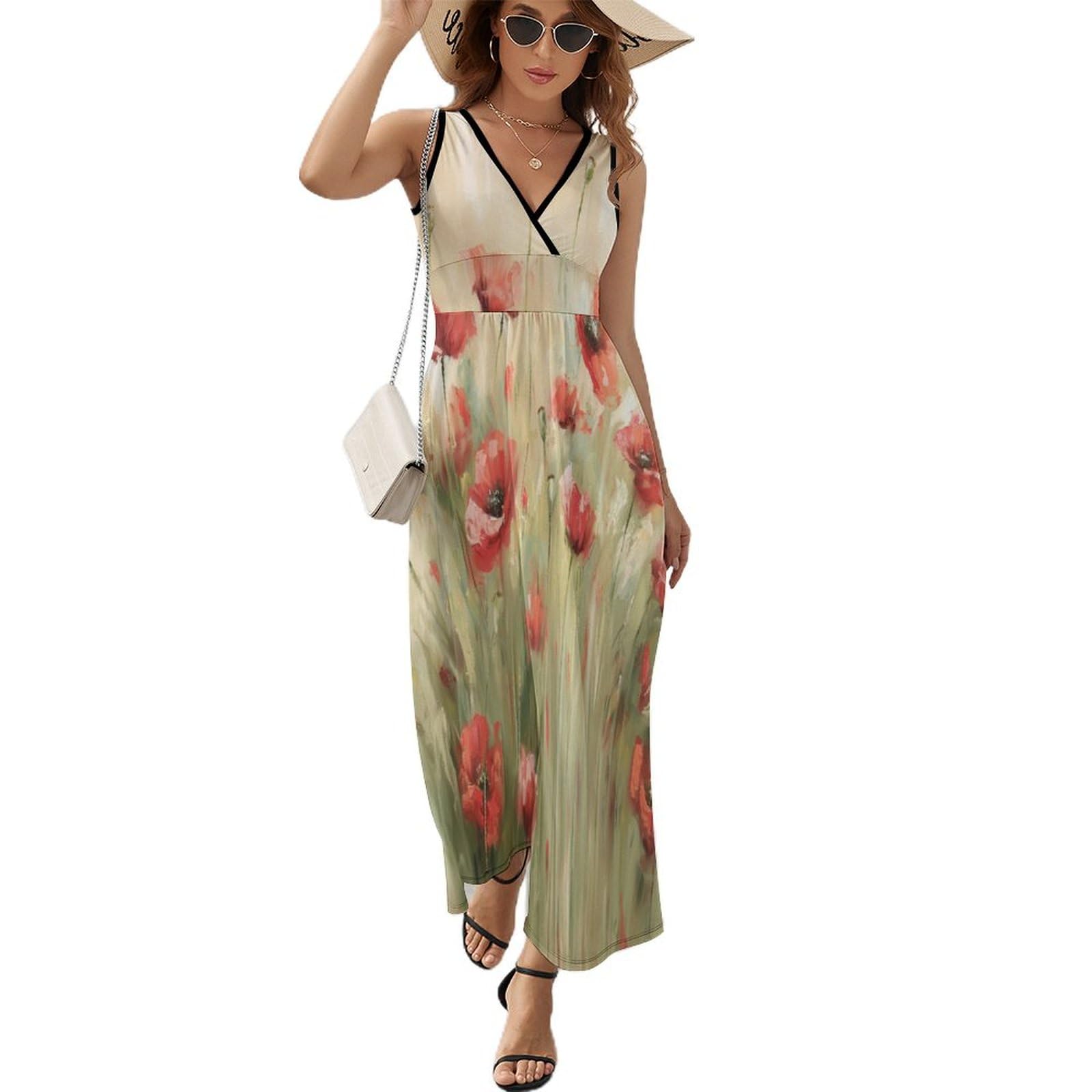 Robe imprimé fleurs de pavot aquarelle chic et élégante - 8