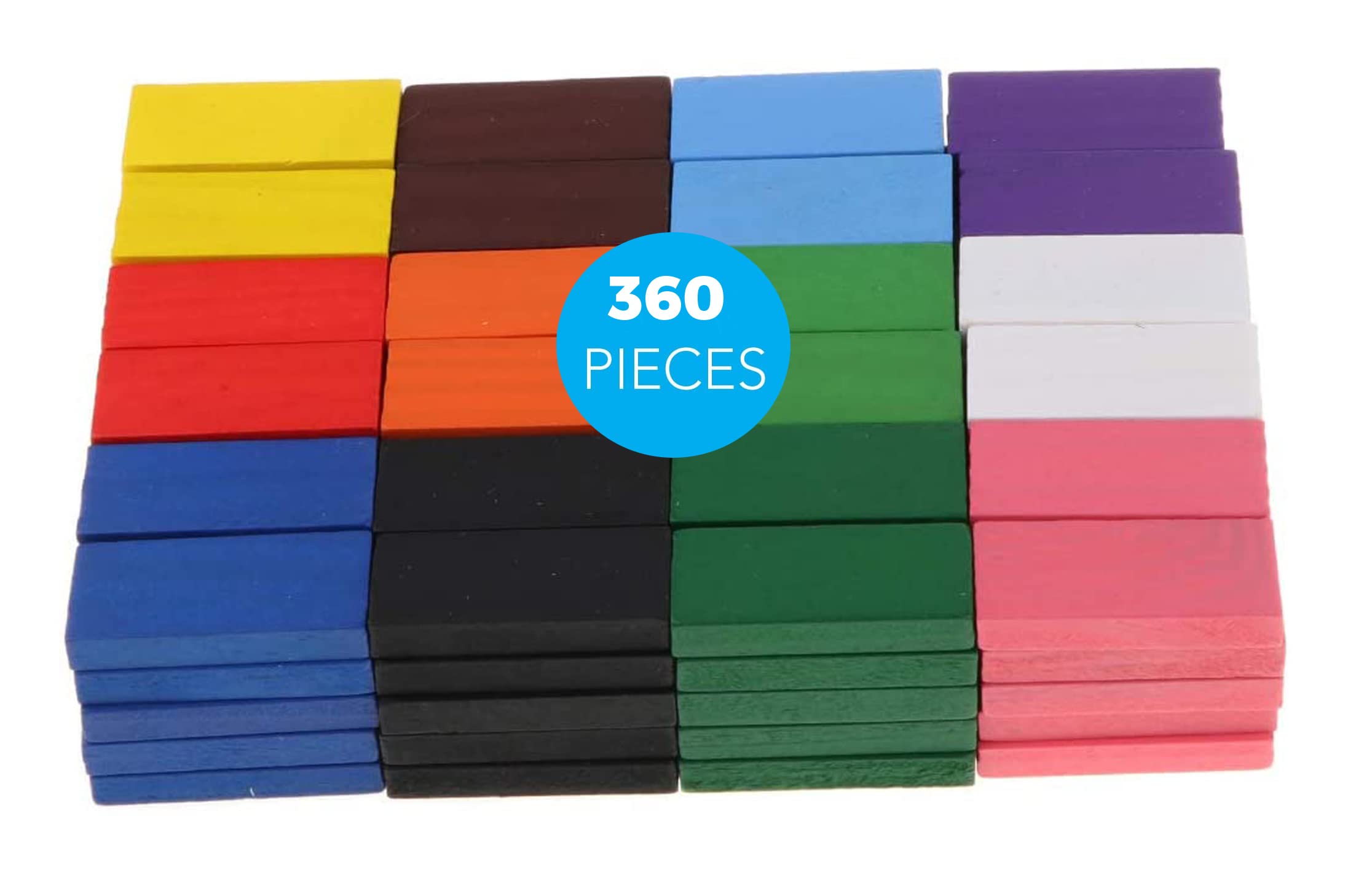 Voolex - Dominoes Set for Kids - Educational Toy Set - Wooden Building Blocks Bulk Dominoes Tile Games for Racing, Stumbling, Stocking - Pack of 360 1