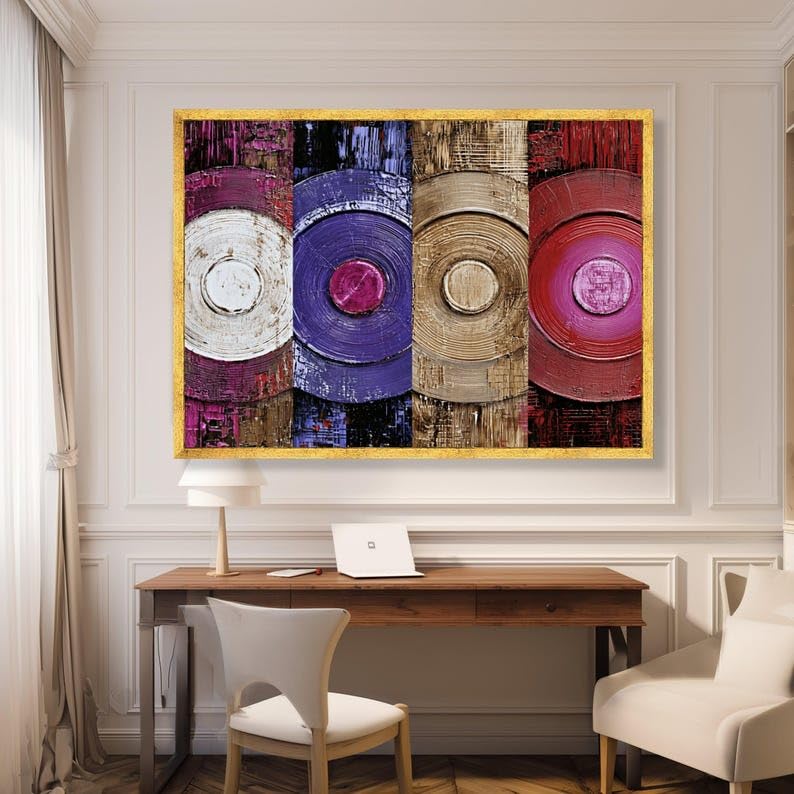 Toile géométrique colorée pour salon moderne : affiche cercles abstraits TONGYINLI 30x40cm
