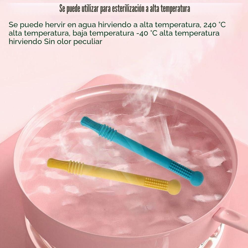 4 tubos de mordedor huecos, dentición, juguetes sensoriales para masticar bebés a partir de 0 meses, a prueba de refrescos, texturas suaves, varita molar para bebés y niños pequeños