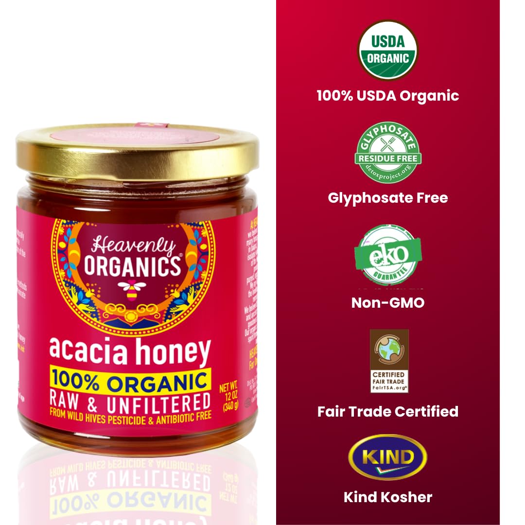 Amazon.com : Heavenly Organics Raw Acacia Honey, 100% Organic