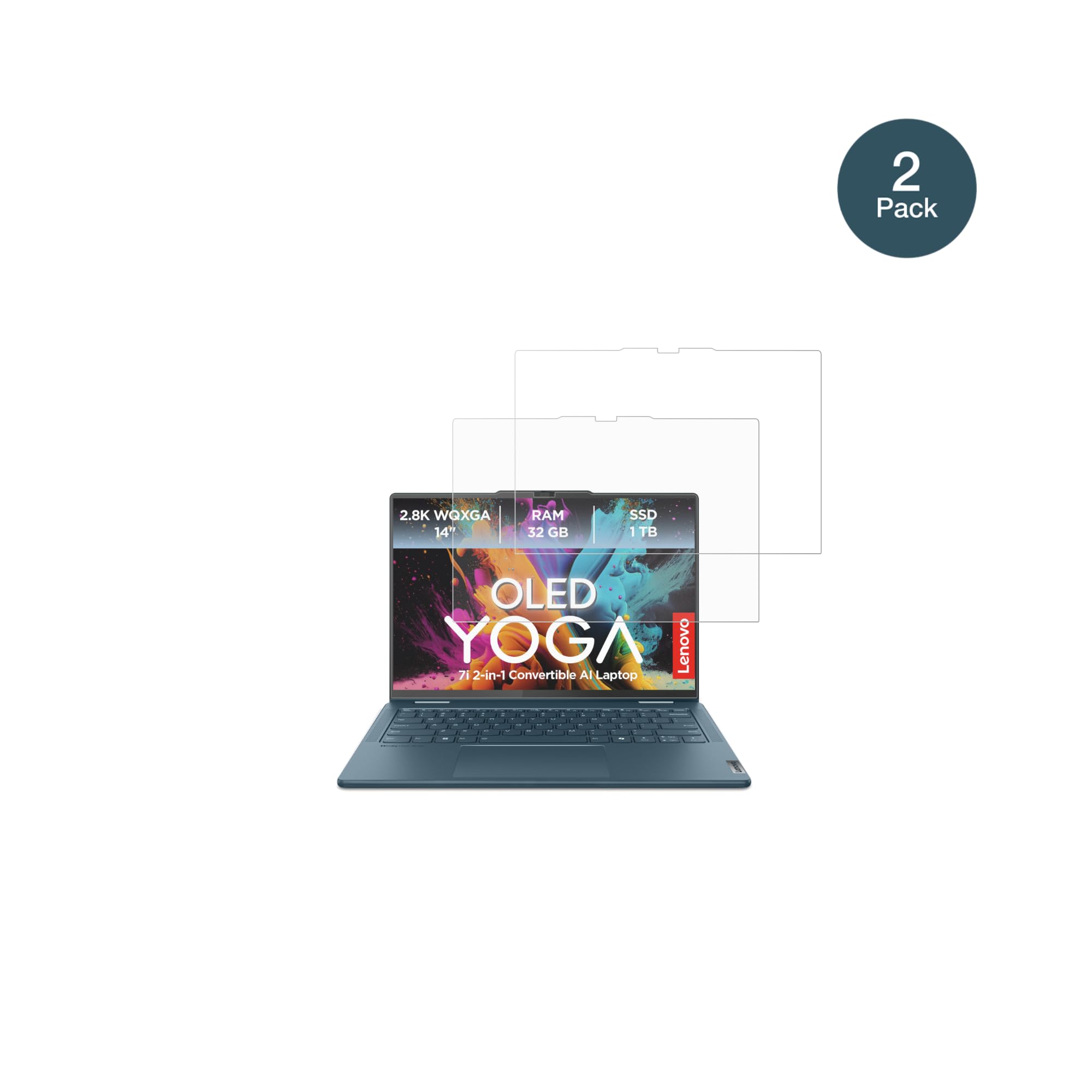 dipos 2x Pellicola 9H opaca per Lenovo Yoga 7i 2-in-1 Gen10 14 Zoll | Antiriflesso, non si rompe e non si scheggia, non è vero vetro, Anti-Shock, antigraffio, senza bolle, autoadesiva