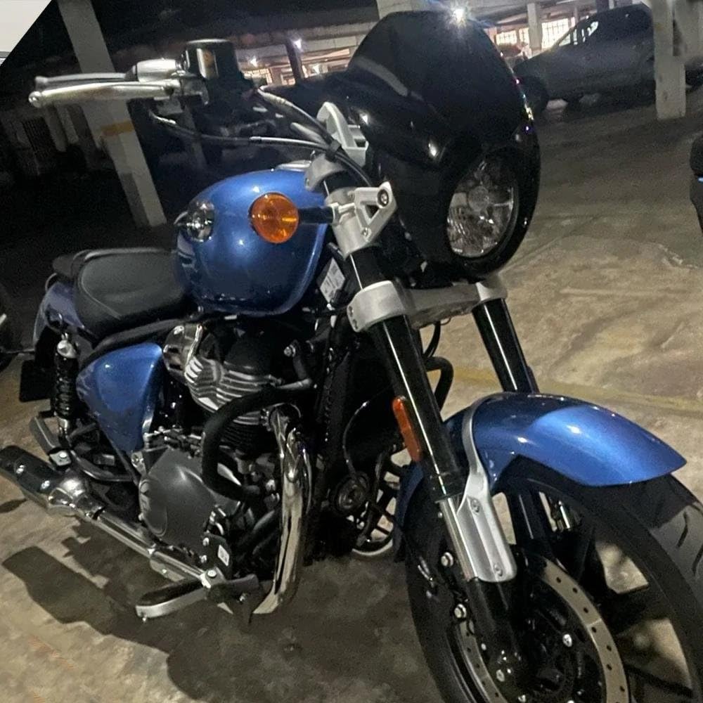 Per Royal Enfield per Super Meteor 650 Maschera per Parabrezza Anteriore per Motocicletta Copertura per Parabrezza Supporto per Forcella Accessori(Nero Opaco)