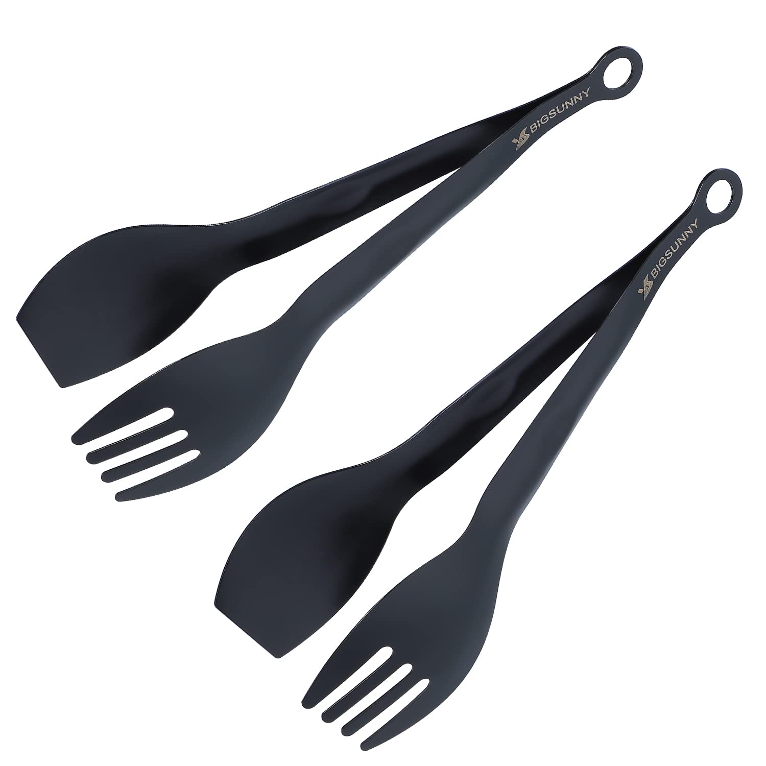 MSY BIGSUNNY Serving Tongs - Stainless Steel Kitchen Locking Food Tongs Set of 2(Black, 9 inch)