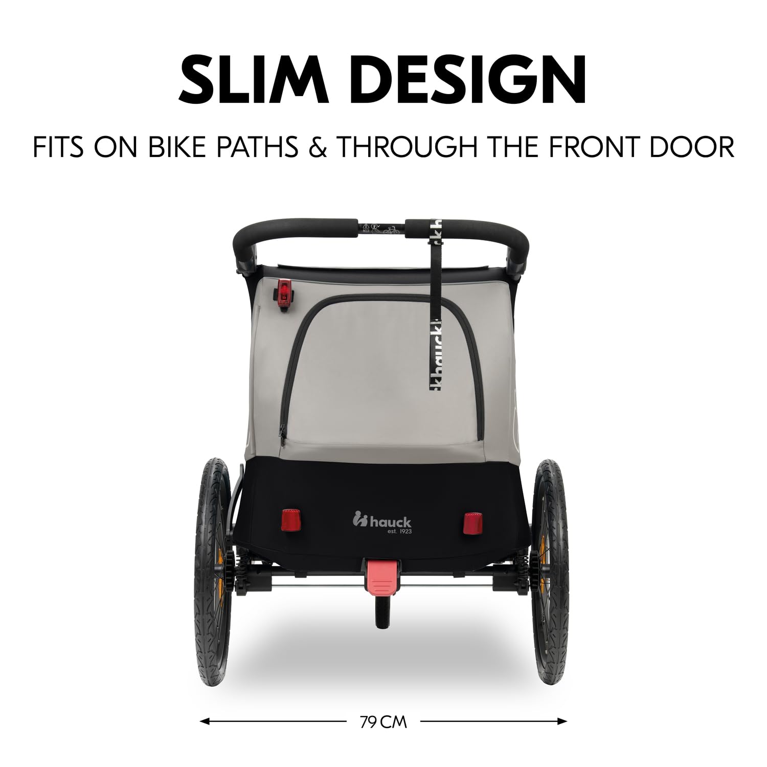 hauck Dryk Duo Plus, Black - 2in1 Kids Bike Trailer & Pushchair with Suspension 2 Seats Folding Bicycle Trailer with XL Storage, Tow Bar, Hitch, Pennant, Stroller Wheel & LED Rear Light — view 13