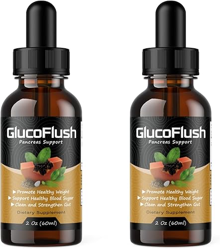Miniatura 1 de Glucoflush - Suplemento saludable de apoyo de azúcar apoya la función saludable fórmula avanzada Glucoflush Páncreas apoyo gotas paquete de 2