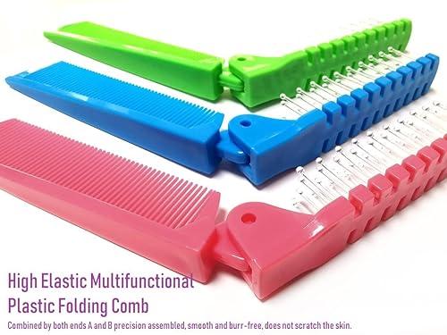 Miniatura 4 de Juego de 3 cepillos de pelo  Cepillo de viaje plegable, peine de bolsillo de dientes finos, cabezal de masaje y cepillo de trenzado de bebé para