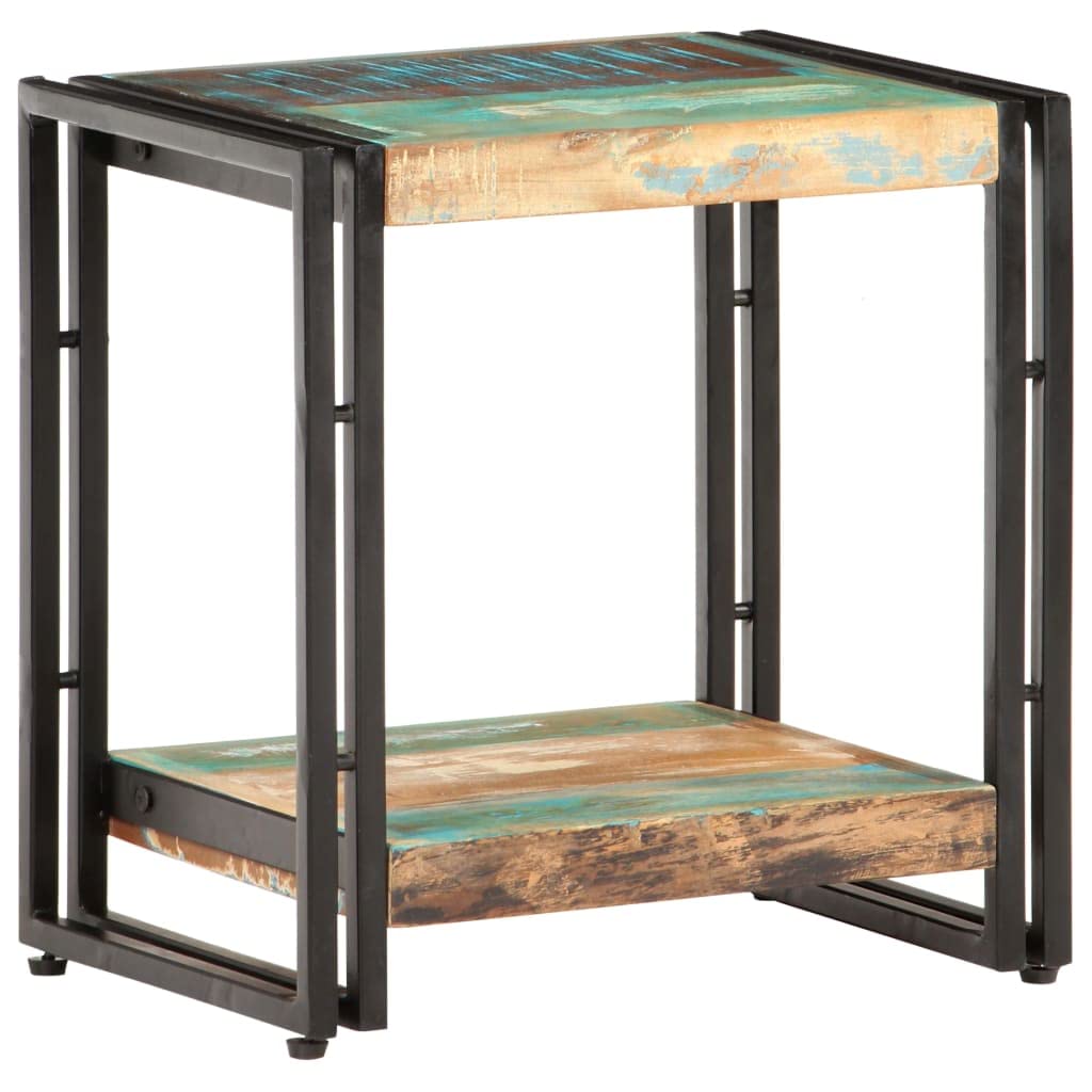 Beistelltisch Altholz Massiv 40x30x40 cm Couchtisch mit Ablagefach und Stauraum für Wohnzimmer Schlafzimmer Büro Flur als Nachttisch oder Sofatisch im Industriestil mit Rollen und Regal