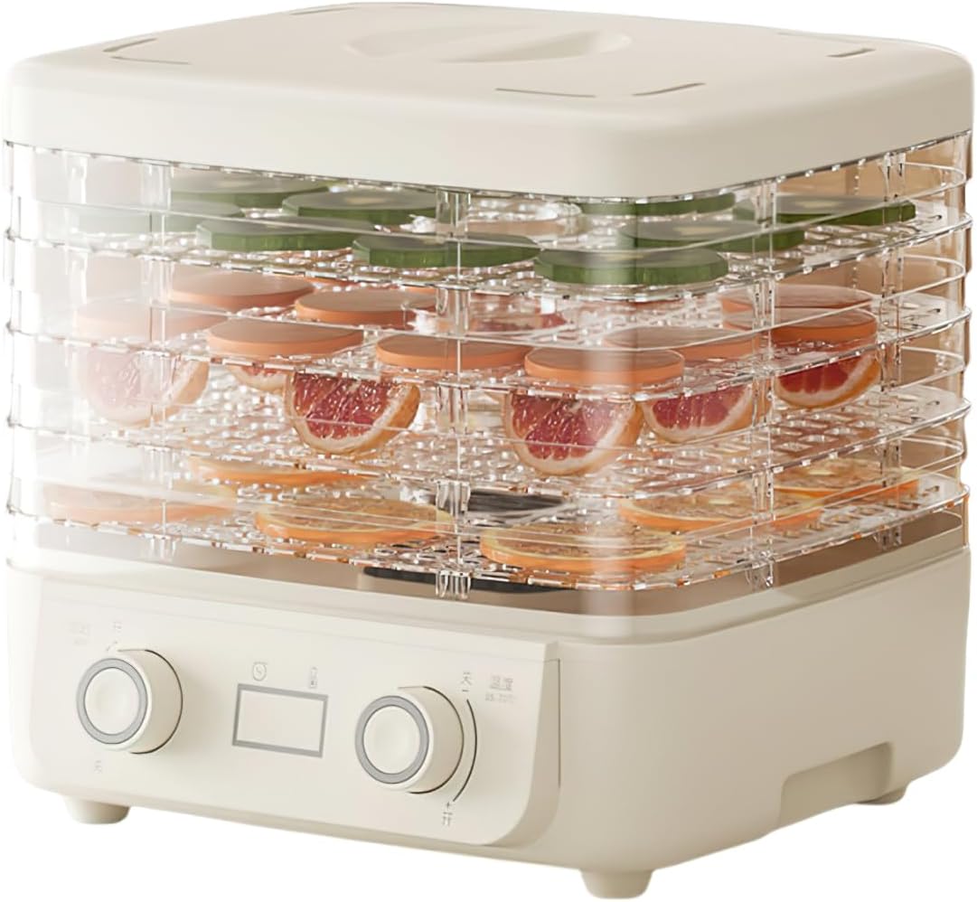 Home freeze dryer, five layer adjustable tray, 48H ultra long timer, can dry medicinal herbs, flower tea, dried meat, fruits and vegetables (White)