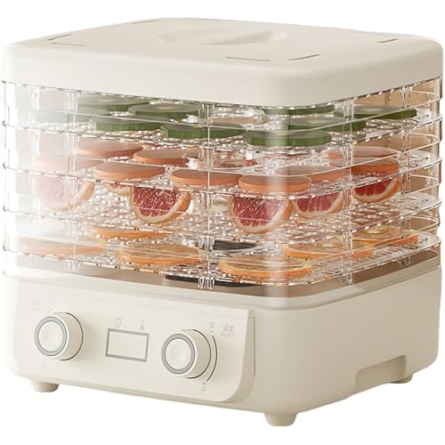 Home freeze dryer, five layer adjustable tray, 48H ultra long timer, can dry medicinal herbs, flower tea, dried meat, fruits and vegetables (White)