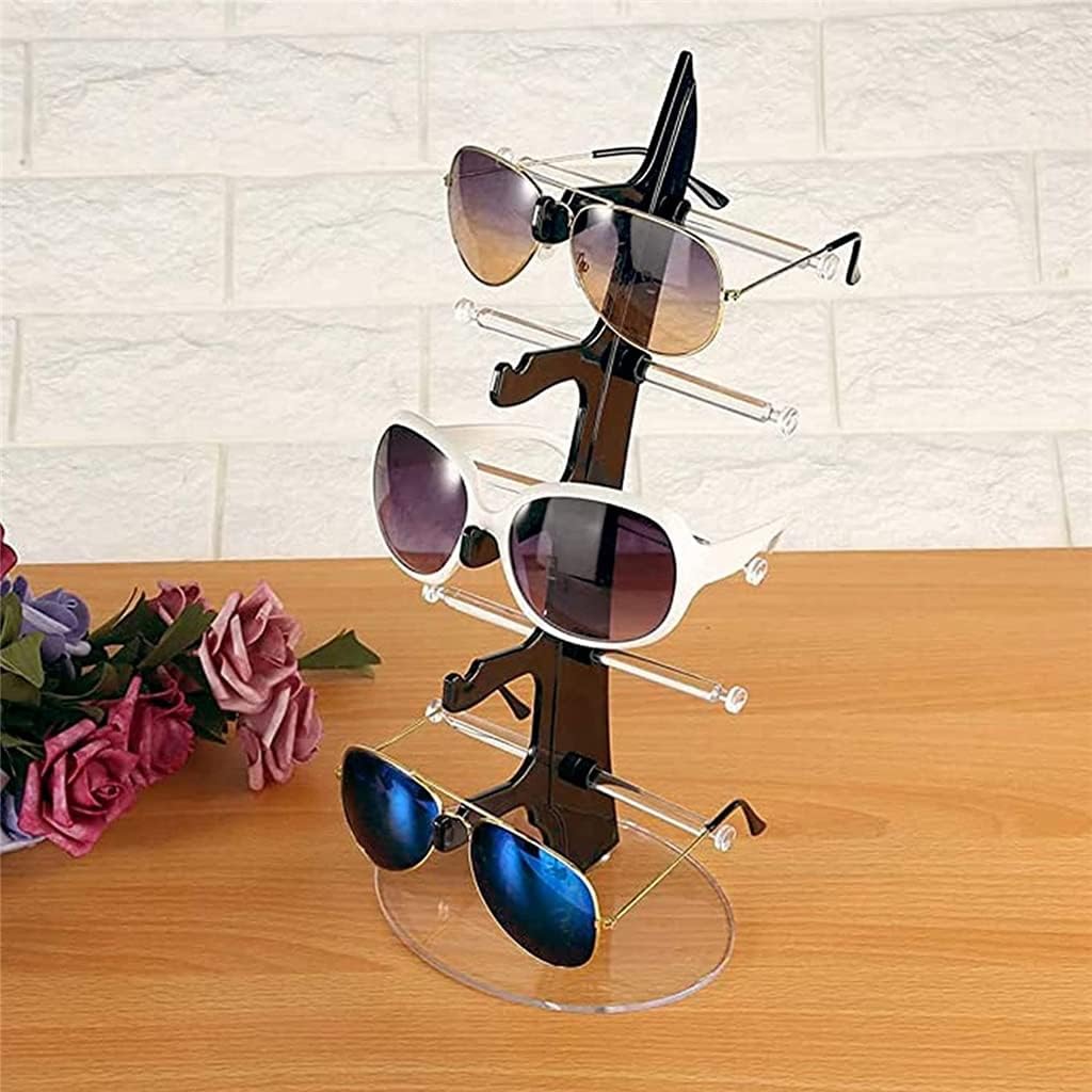 5 Layers Eyeglasses Sunglasses Glasses Display Stand Rack Holder Shelf Black Transparent