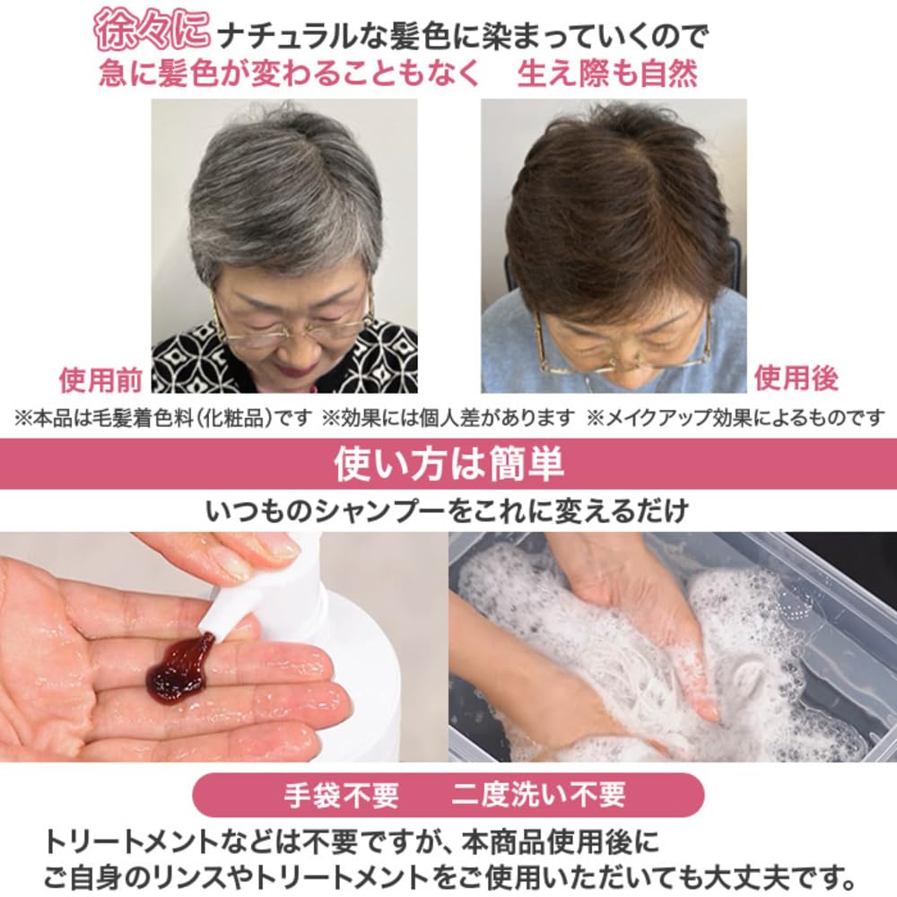 Amazon | 白髪用ブラックシャンプー特別2点セット 生え際 頭頂部 後ろ