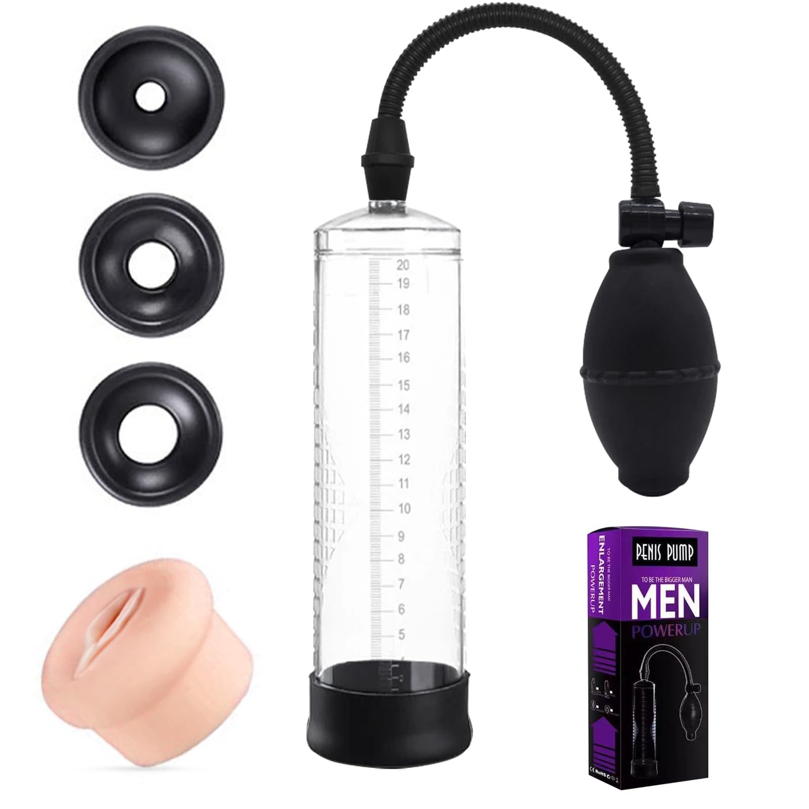 BDSMYOU Penispumpe Vakuumpumpe,Penispumpen fr Penisvergrerung,Penis Pumpe  mit 3 Manschette & Masturbator Muschi,Penis Vergrern Sex Spielzeug fr  Mnner Penis Erektion Potenz-Training : Amazon.de: Drogerie & Krperpflege