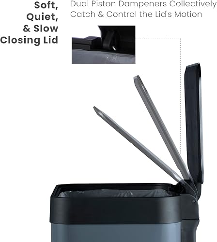 Miniatura 7 de Home Zone Living Basurero de cocina de gran capacidad de 18.5 galones, cuerpo alto sin forro, capacidad de 70 litros, negro mate, serie Virtuoso