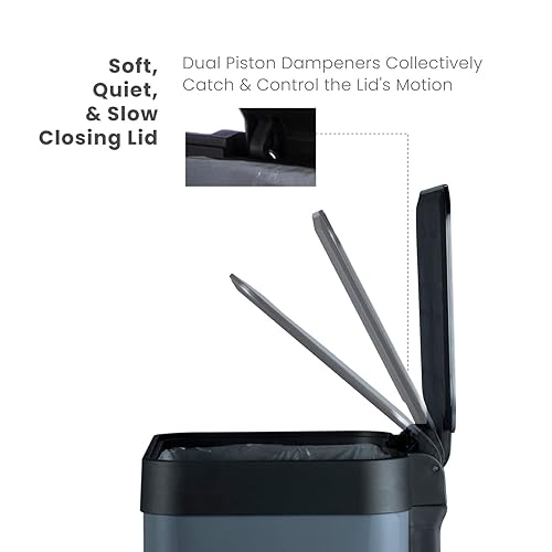Miniatura 7 de Home Zone Living Basurero de cocina de gran capacidad de 18.5 galones, cuerpo alto sin forro, capacidad de 70 litros, negro mate, serie Virtuoso