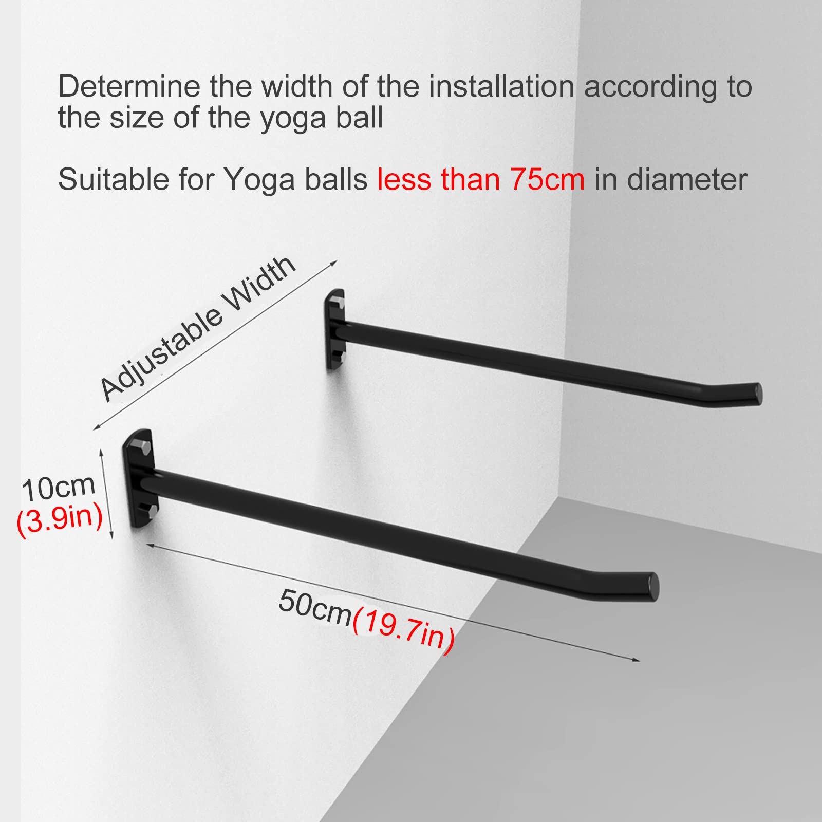 KOMOHOM Gymnastikball-Halter Wandmontage - Verstellbar Für 35-76 Cm Bälle