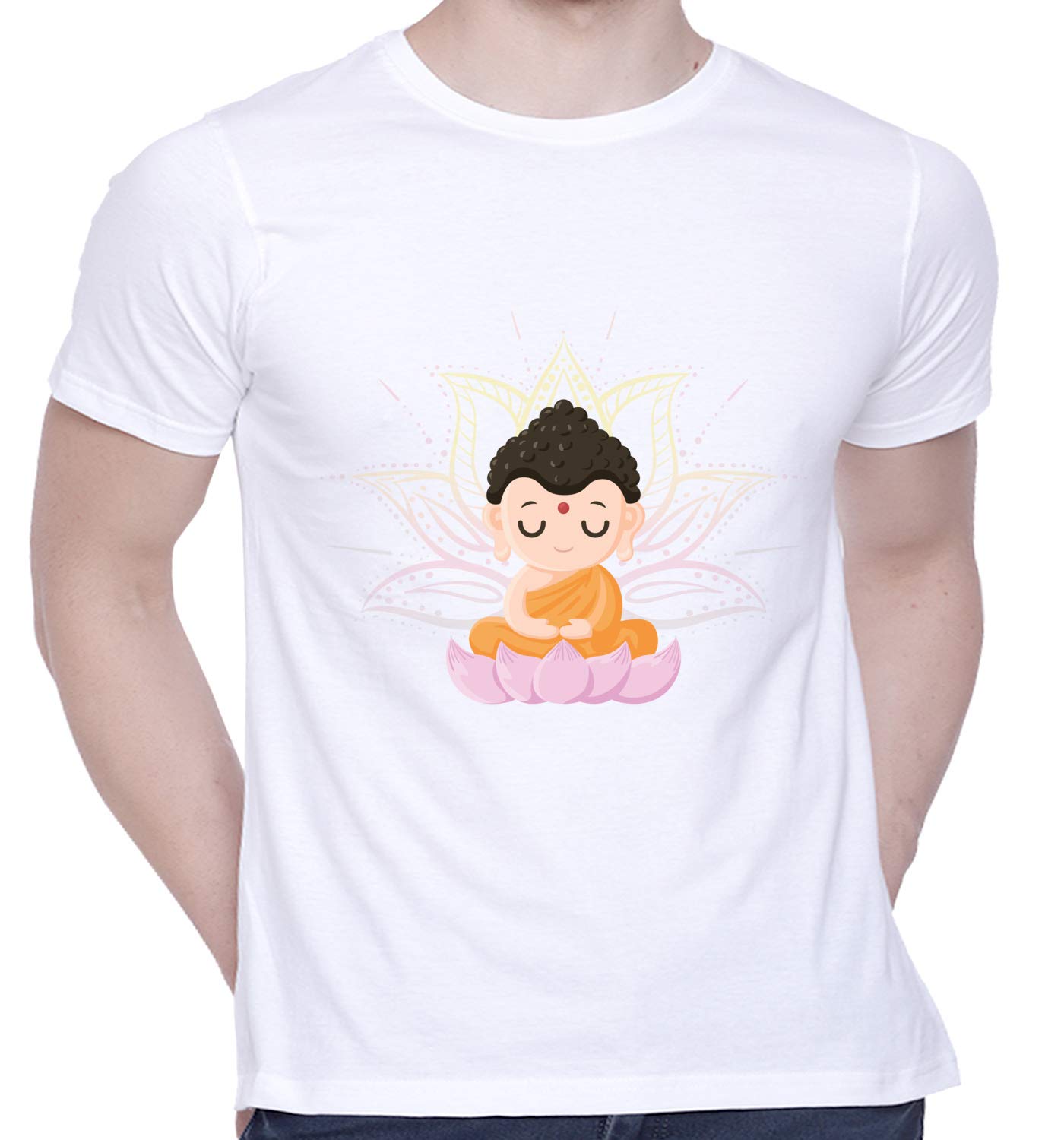 CreativiT Graphic Printed T-Shirt for Unisex Buddha | Jayanti | Purnima | Vesak | t-Shirt Tshirt | Casual Half Sleeve Round Neck T-Shirt | 100% Cotton | D00310-16