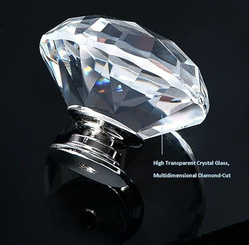 Miniatura 5 de 6 pomos de cristal de 1.18 pulgadas (1.181 in) con forma de diamante para armario, armario, aparador en baño, cocina, oficina, etc.
