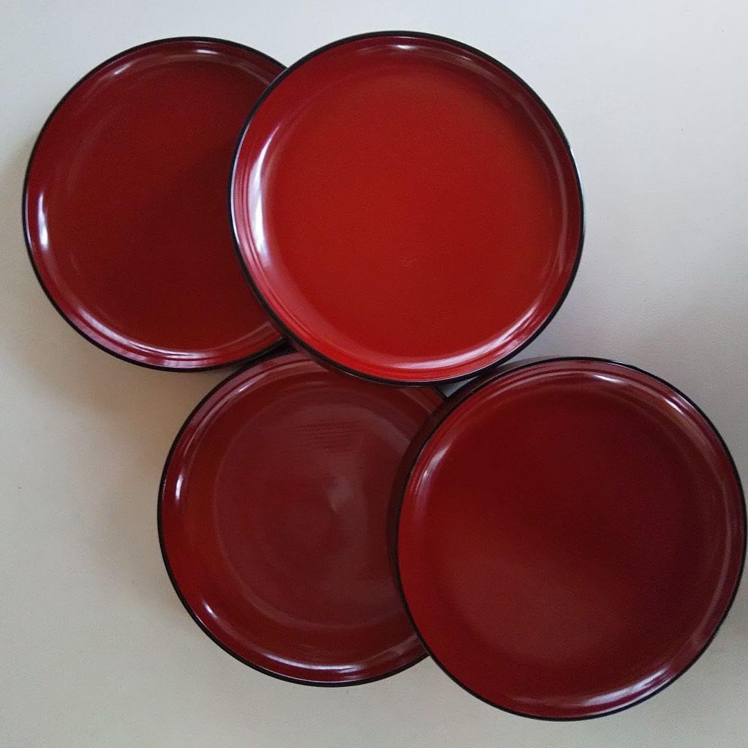 宮崎平安堂 朱塗絵替菓子皿 5枚 17cm 宮崎平安堂 朱塗絵替菓子皿 5枚 17cm