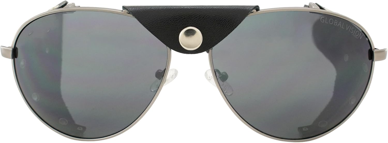 Global Vision Aviator-3 Motorcycle Sunglasses w/Side Shields Gunmetal Frames w/Smoke Lenses - Image 2