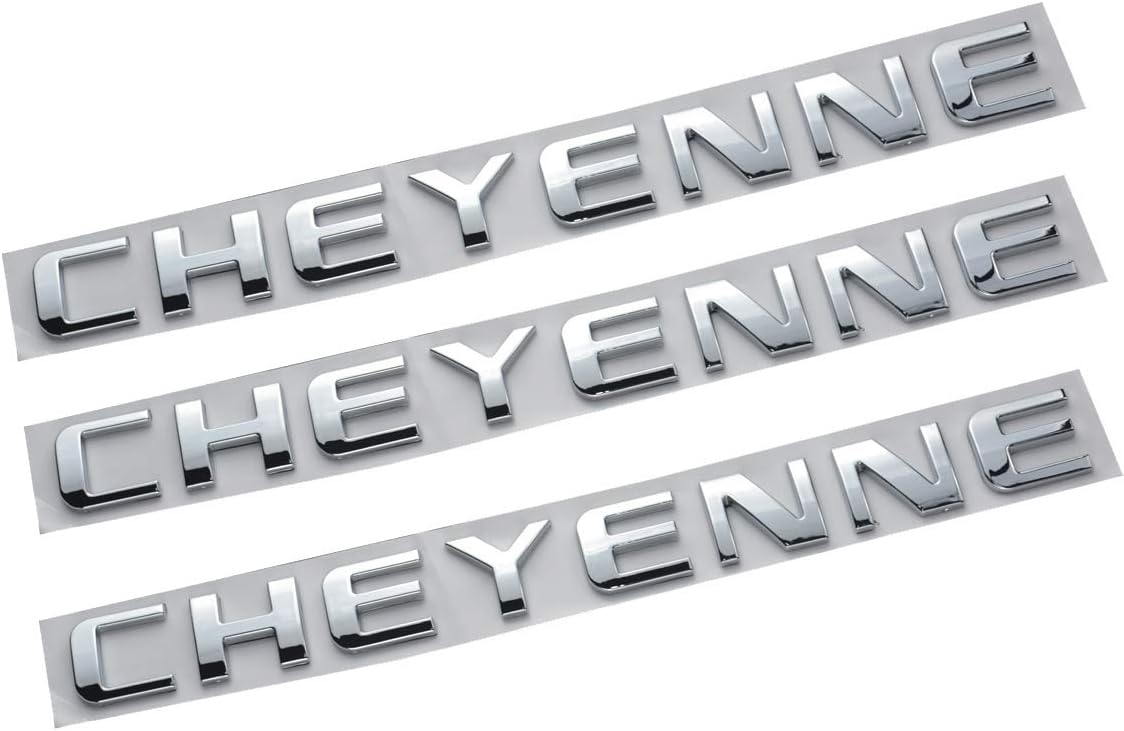 3pcs New Door or Tailgate Cheyenne Emblem Nameplate Replacement for Silverado (Chrome)