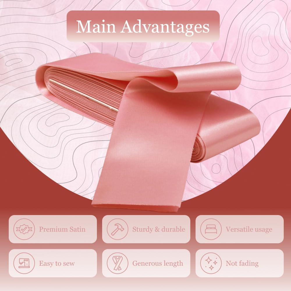 2 Inch x 4 3/4 Yards Hot Pink Satin Blanket Binding Tape Single Fold Sew On Satin Material Double Side Smooth Finish Durable Trim Ideal for Quilt Edging Blanket Crafts DIY Projects Sewing Decor
