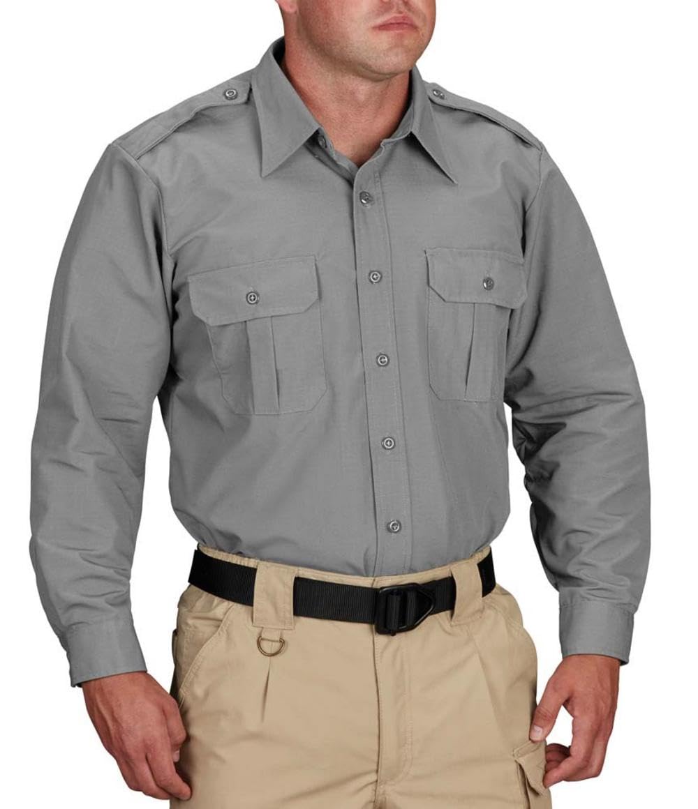 Propper Men's Long Sleeve Tactical Dress Shirt, Grey, XX Large Long