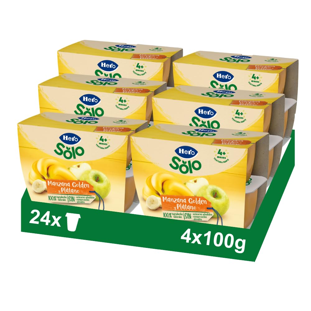 Hero Baby Tarrito Infantil - Tarritos Multifrutas Selectas, Sin Aceite de Palma, Sin azúcares añadidos, Para Bebés desde 4 meses, 100% Fruta, 6 Packs de 4x100gr
