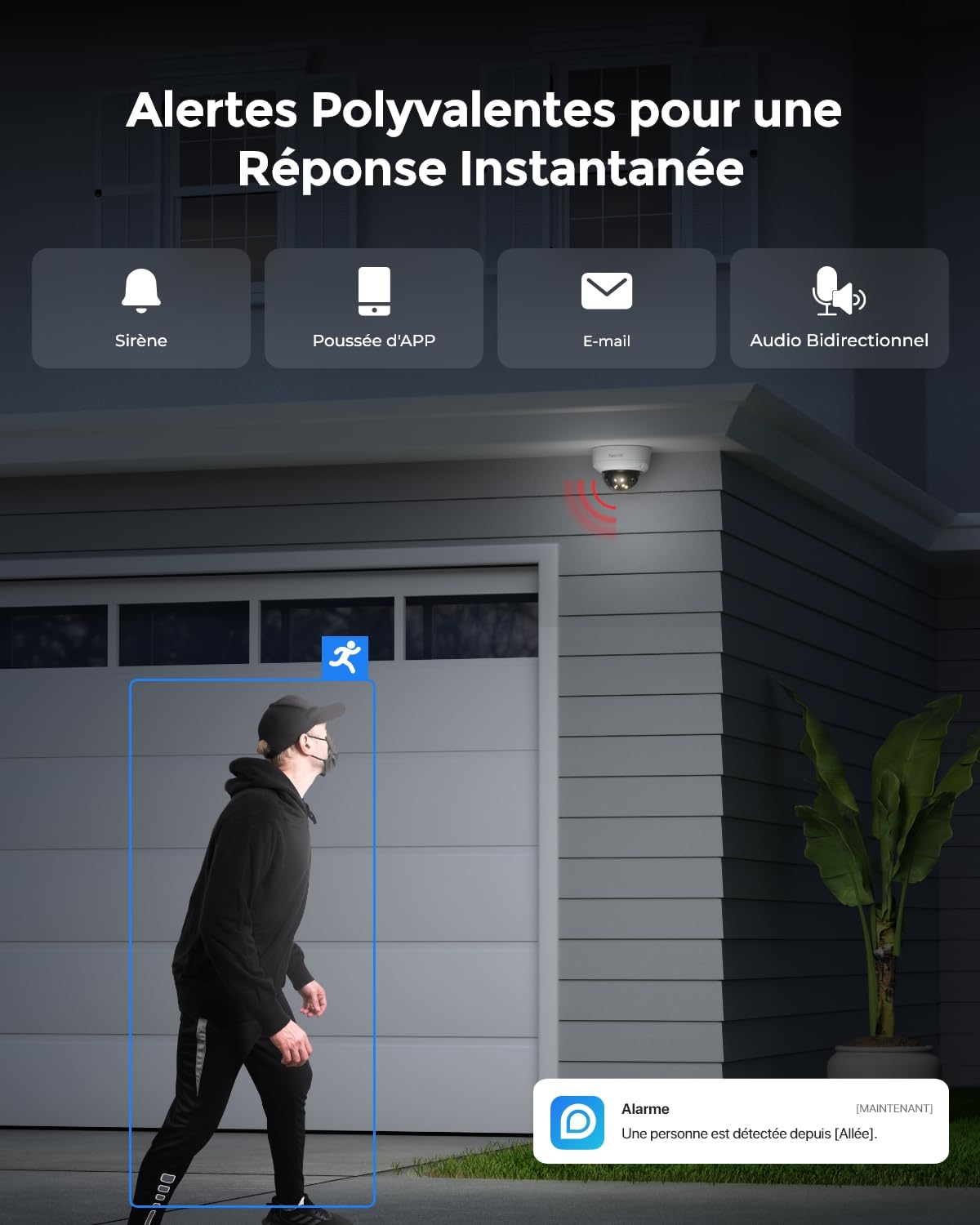 Reolink 16MP UHD 180° Pan Cam Sécu PoE Double Objectif, Suivi Mouvements, Vision Nocturne Couleur, Spots, Détect. Intell. et Alertes, Audio 2 Voies, IK10 Anti-Vandal, IP67 Anti Intempéries, Duo 3V PoE