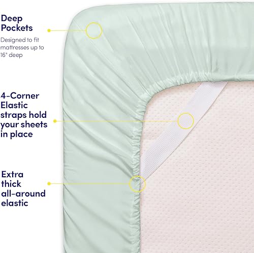 Miniatura 5 de Juego de sábanas de tamaño individual de la colección 1500 Supreme, color verde menta, 3 piezas, sábanas y funda de almohada extrasuaves, esquinas