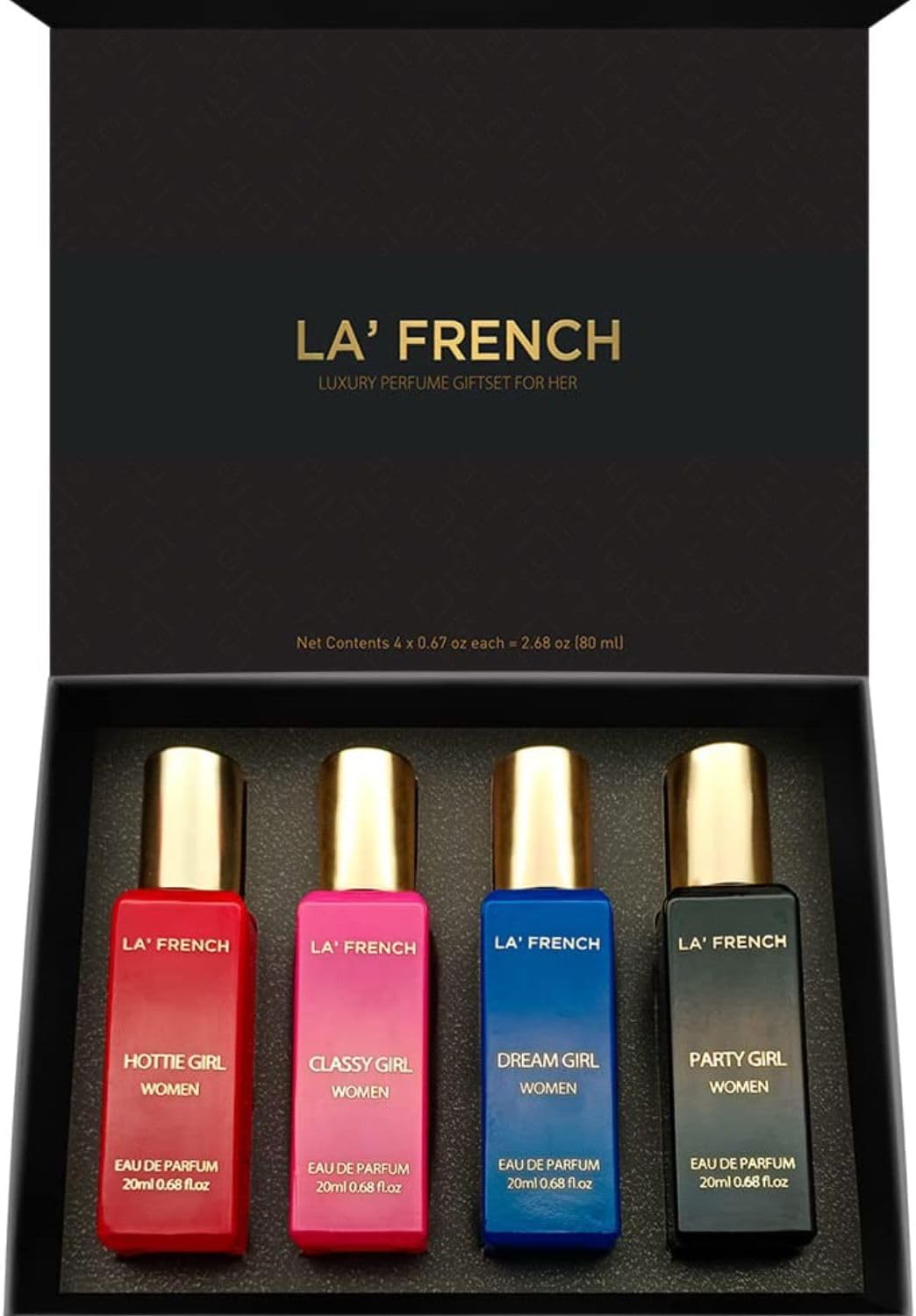 - La French Luxury Perfume Gift Set for Women – Set of 4 Mini Perfumes (20ml Each) | Long-Lasting & Luxurious Fragrances | Premium Combo Gift Set for Girls & Women | Perfect for Gifting & Everyday Elegance
