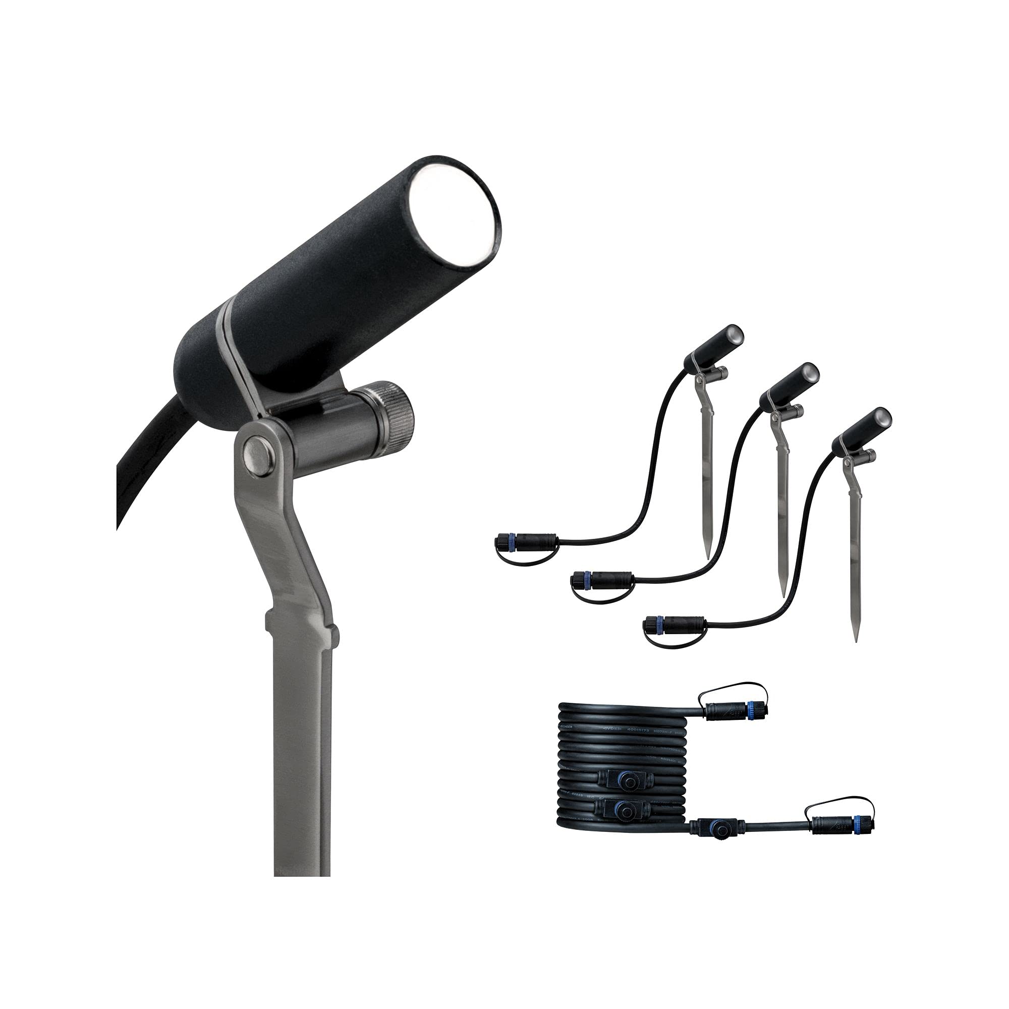 Paulmann 94156 Plug & Shine Spot Plantini Ergänzungs-Set 3000K 24V Anthrazit Alu 94156 Aussenleuchte Spotbeleuchtung Gartenbeleuchtung