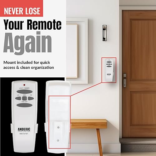 Miniatura 5 de Anderic UC7078T para ventiladores de techo Hampton Bay - Control remoto con montaje en pared solo (receptor no incluido) - CHQ7078T CHQ8BT7078T