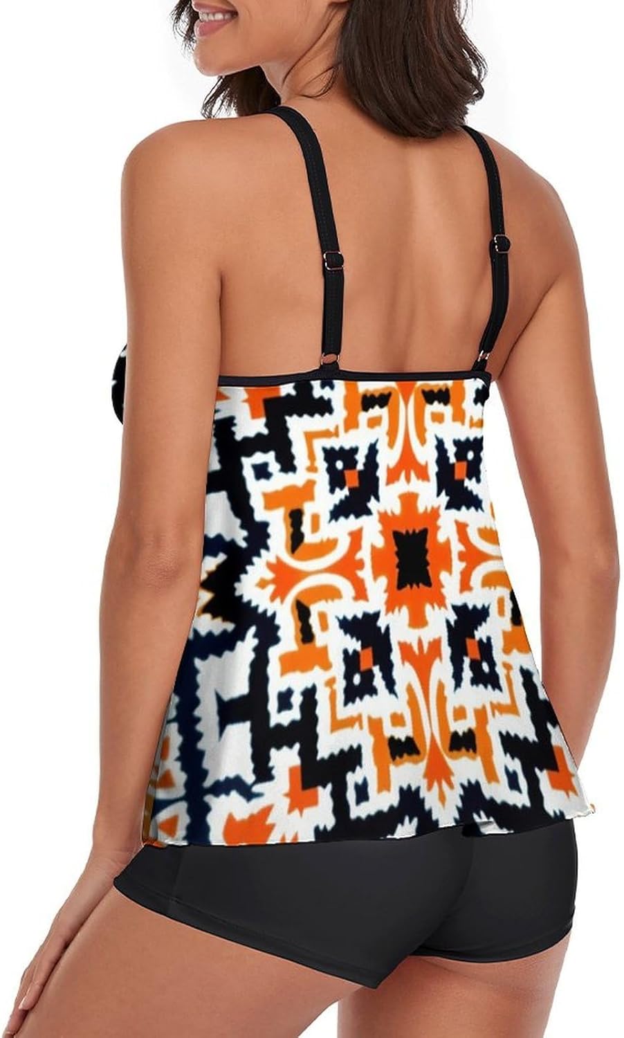 Women's Adjustable Strap Tankini Set, 2 Piece Tummy Control Swimsuit with Tank Top and Shorts