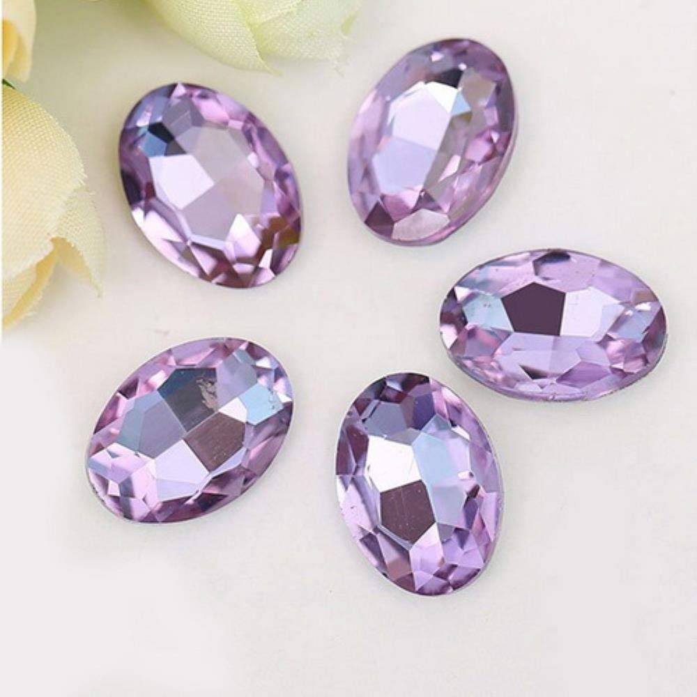 PENVEAT Ovale sfaccettato Molti Siez e Molti Colori Artigianato Gemme Fai-da-Te Strass High Shine Nail Art Stones, Purple, 20 x 30mm 5pcs