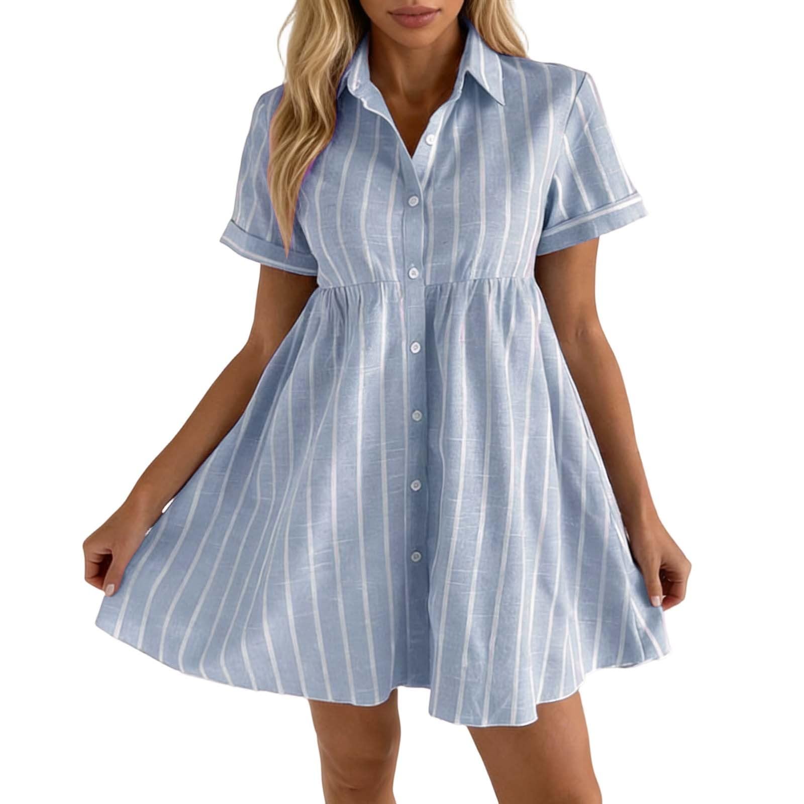 2026 Chemise rayée Femme décontractée boutonnée Devant Coupe Ample Manches Courtes idéale Quotidien Tenue légère Printemps été