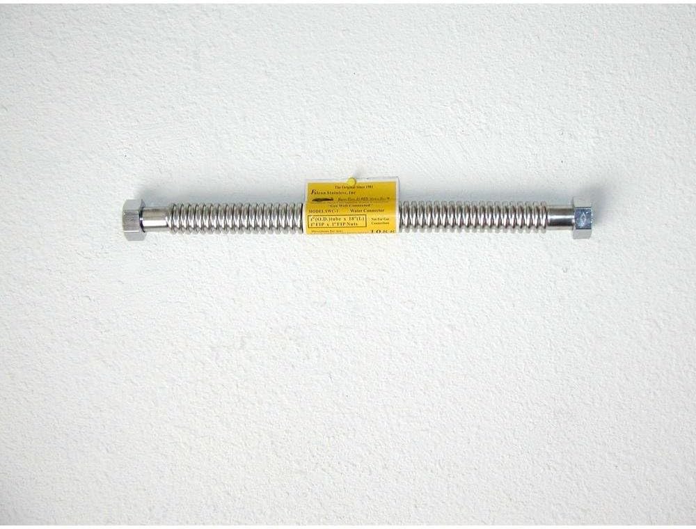 FALCON STAINLESS SUPPLY SWC-1 24'' Falcon Stainless Flexible Water Heater and Water Softener Connector, 1-in. FIP x 1-in. FIP, 24 in. (1/EA)