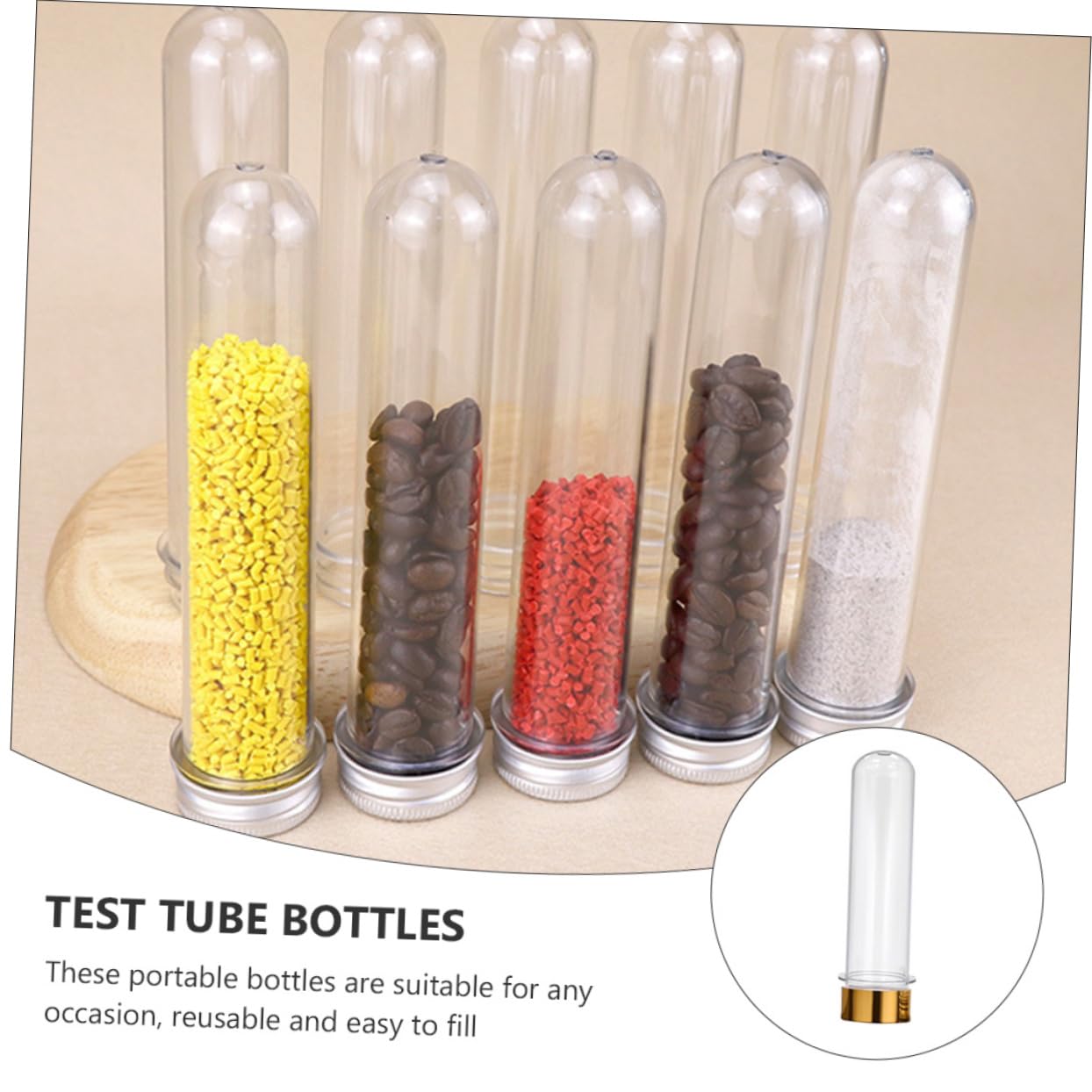 NAMOARLY 40ml Tube Bottles Set Bath Salt Jar Scoop Storage for Liquids Candy Tube Funnel Leakproof Plastic Containers 6 Pack for Beauty Craft Supplies