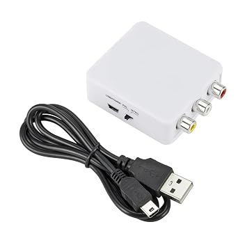 1080P HDMI-Compatible to AV Scaler Adapter Video Composite Converter Box AV R/CA to HDMI-Compatible CVSB L/R Video Scaler AdapterHD2AV White