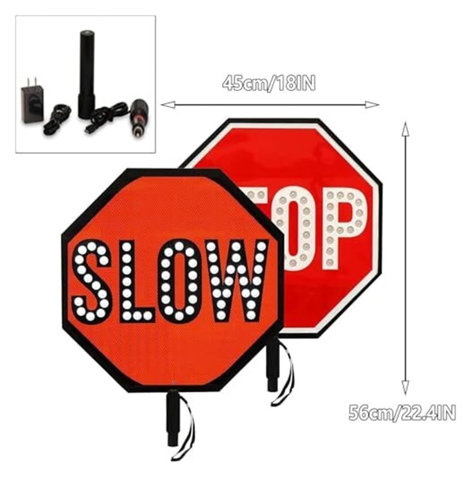 Dwustronny znak stopu LED z możliwością ładowania – przenośny do stref szkolnych(Stop)