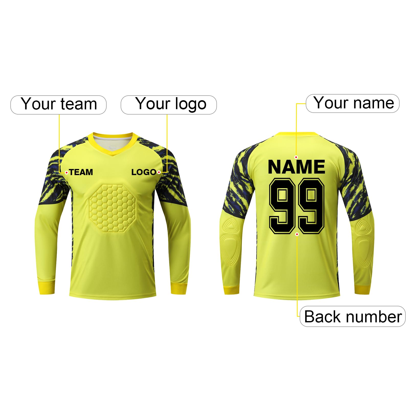 Custom Padded Goalie Jerseys for Kids Youth Adults with Name Number Team Logo Personalized Soccer Mens Goalkeeper Jersey Orange