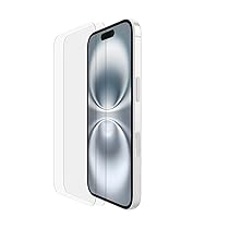 Belkin ScreenForce TemperedGlass Vetro Temperato per iPhone 16, durezza 9H, antigraffio, trasparente, include un supporto per un’applicazione senza bolle, pellicola per iPhone 16, iPhone 15, 2 pezzi