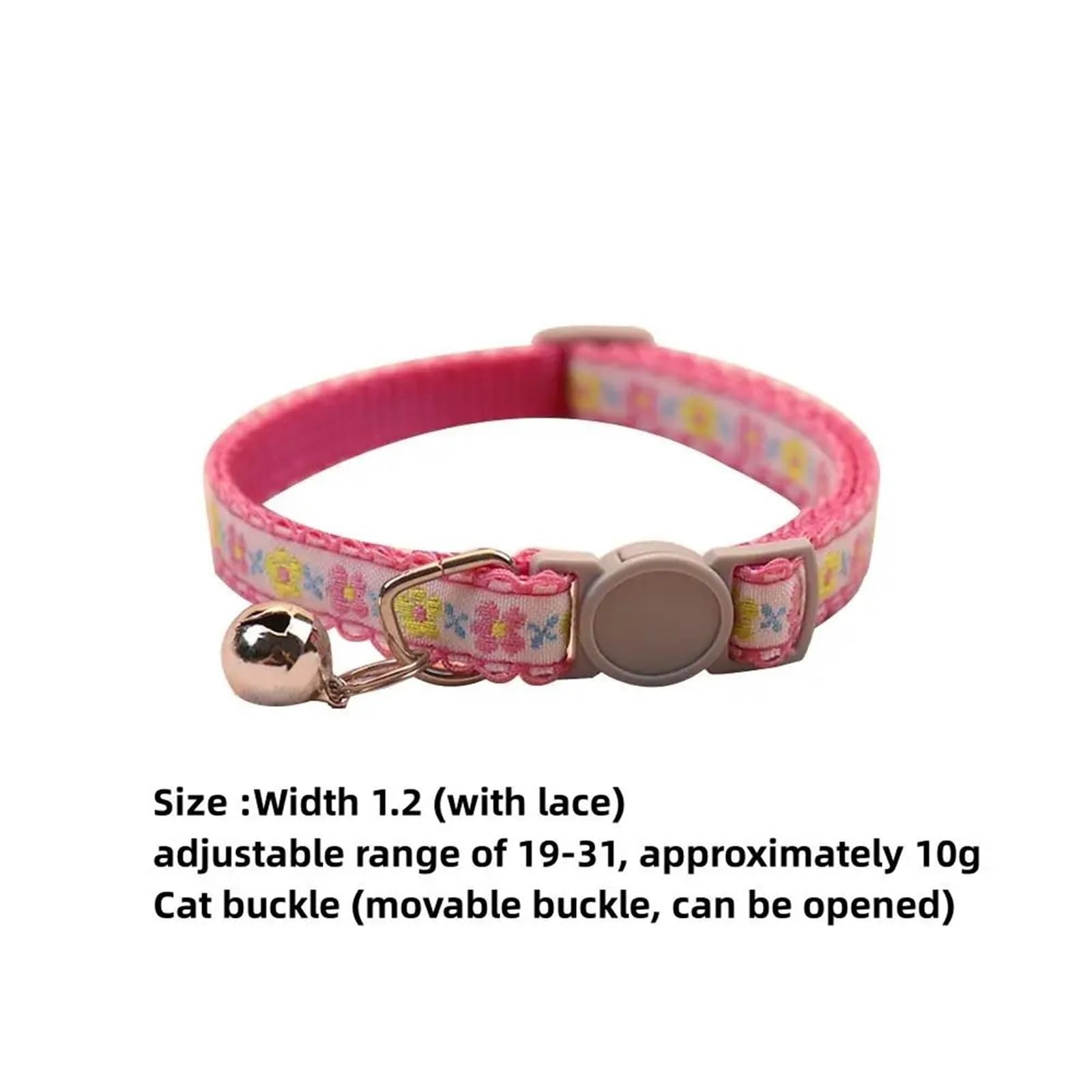 Exquisite floral bestickte Katzenhalsbänder, niedliches Spitzenhalsband for Haustiere mit verstellbarem Glöckchen(Color5)